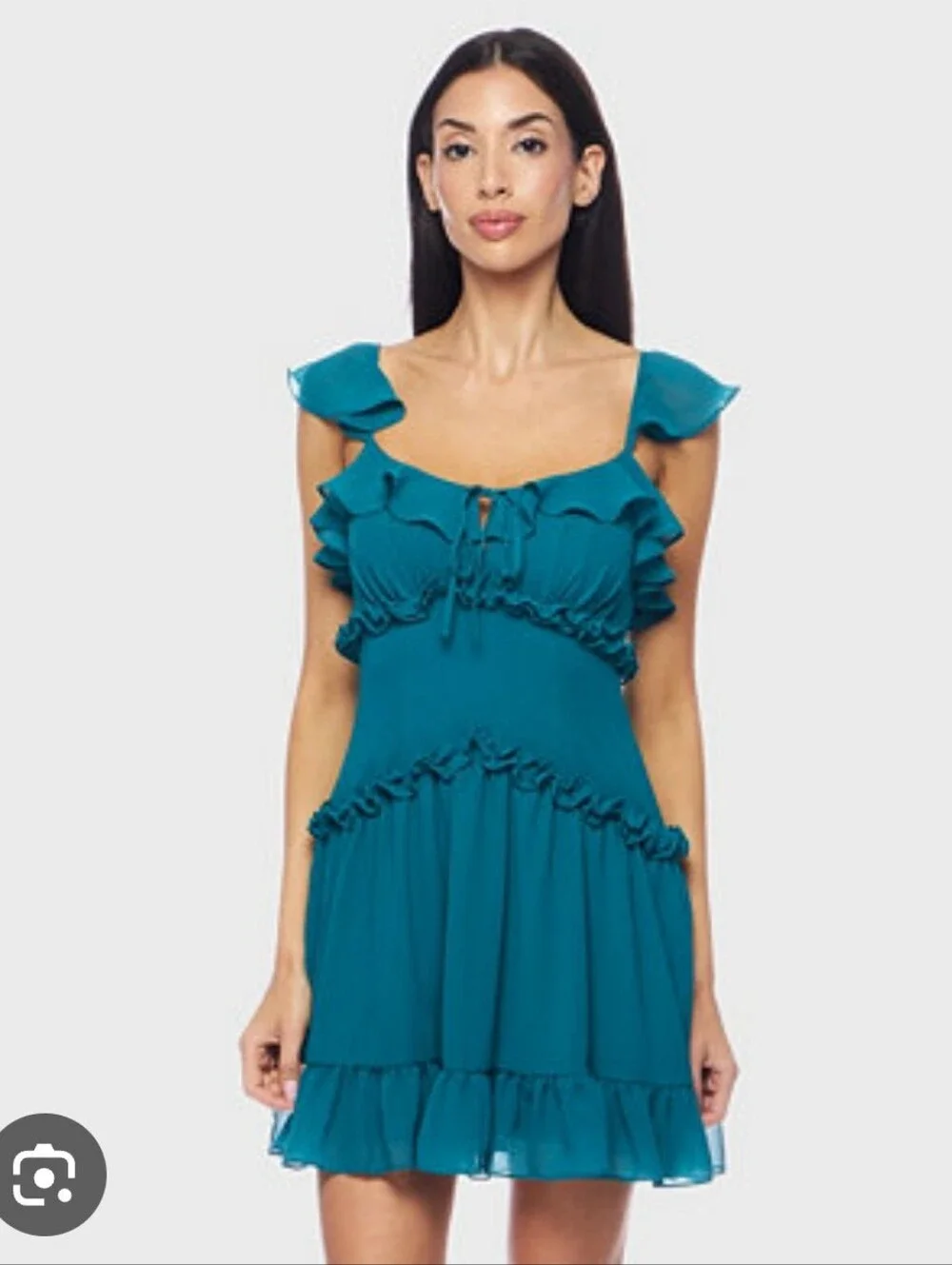B. Darlin Teal Blue Ruffle Chiffon Mini Dress Size 7/8 NWT Party Cocktail $99